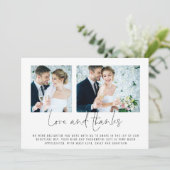 Carte Moderne 2 Photos Mariage Amour et Merci (Debout devant)