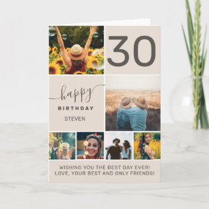 Carte Moderne 30 ans beige 6 photo collage