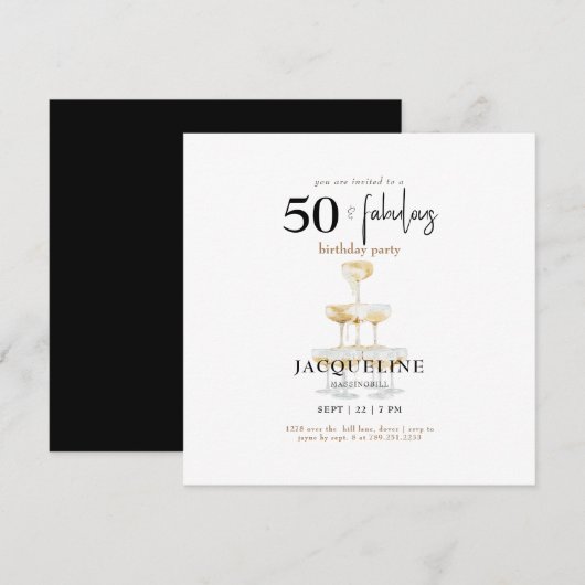 Carte Moderne 50 ans & Incroyable Fête d'anniversaire Ca (Devant / Derrière)