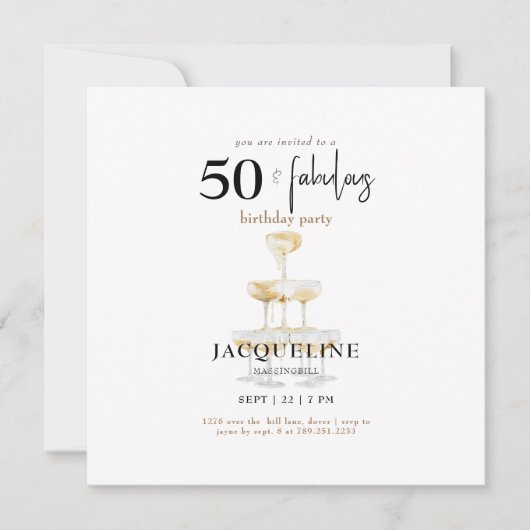 Carte Moderne 50 & Fabuleux B/W Carré fête d'anniversair (Devant)