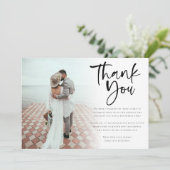 Carte Moderne 6 photo Newlyweets Script Mariage Merci (Debout devant)