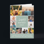 Carte Moderne âge d'anniversaire vert sauge 10 photo col<br><div class="desc">Moderne simple âge sauge vert10 photo collage grille avec bleu poussiéreux couleurs modifiables et typographie moderne.</div>