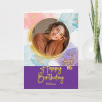 Moderne Anniversaire 16 Ans Photo & Nom Pastel