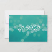 Carte moderne Aqua Blue Green Bokeh Wedding RSVP (Dos)