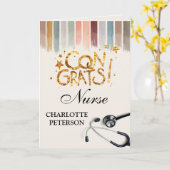 Carte Moderne Aquarelle Brush Stroke Nurse Graduation (Fleur jaune)