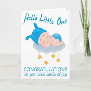 Carte Moderne Bébé Bleu Garçon I Nouveau Bébé Félicitati