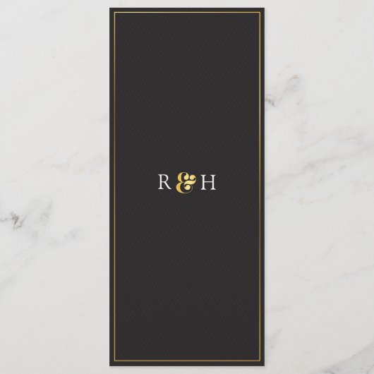 Carte moderne Black Gold Elegant Wedding Programme (Dos)