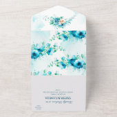 Carte moderne Blue Floral Wedding Invitation & RSV (Dehors)