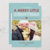 Carte moderne Blue Merry Little Christmas Flat (Devant / Derrière)