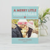 Carte moderne Blue Merry Little Christmas Flat (Debout devant)