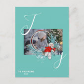 Carte moderne Blue Pine Wreath Joie Photo Holiday  (Devant)