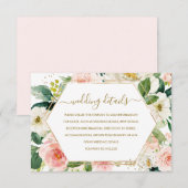 Carte moderne Blush Gold Floral Mariage Détails (Devant / Derrière)