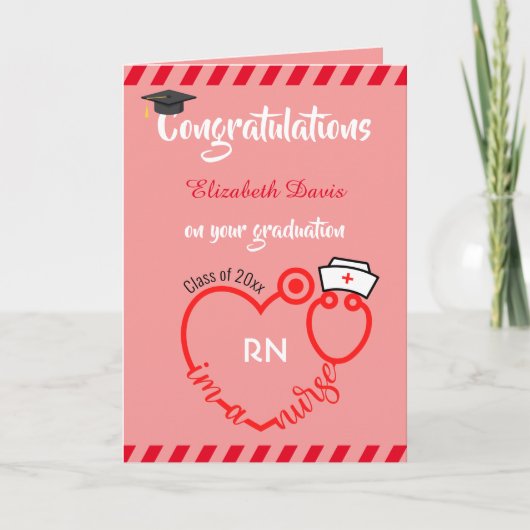 Carte Moderne Blush Pink Nurse Graduation Félicitations (Devant)