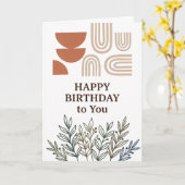 Carte Moderne Boho Abstraite Terracotta Joyeux Ann (Fleur jaune)