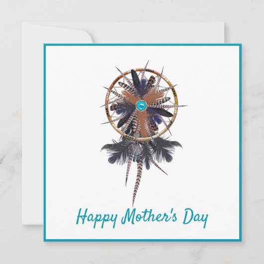 Carte moderne Boho Feather Dreamcatcher Mère's Day (Devant)
