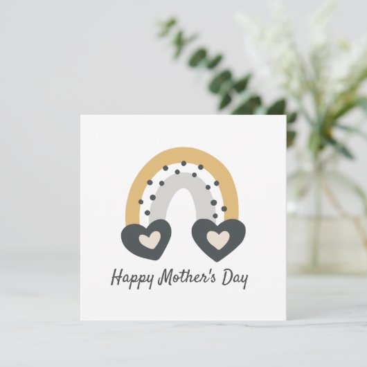 Carte moderne Boho Heart Rainbow Mother's Day Card (Debout devant)