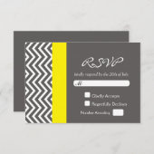 Carte moderne Chevron Grey & Jaune Mariage RSVP (Devant / Derrière)