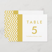 Carte moderne Chevron White & Gold Table (Devant / Derrière)