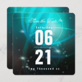 Carte Moderne Chic Deep Sea Aqua Bokeh avec typographie (Devant / Derrière)