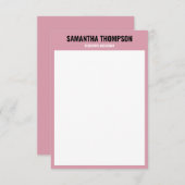 Carte moderne Chic rose, blanc et noir (Devant / Derrière)