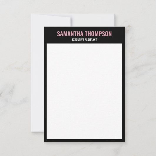 Carte moderne Chic rose, blanc et noir (Devant)