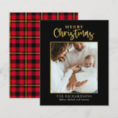 Carte moderne Christmas Photo Gold Foil (Devant / Derrière)