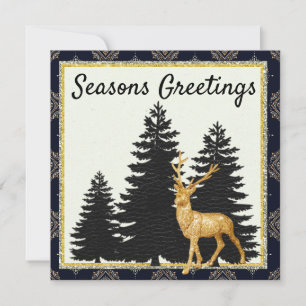 Carte moderne classique à plat de Noël avec Cerf d