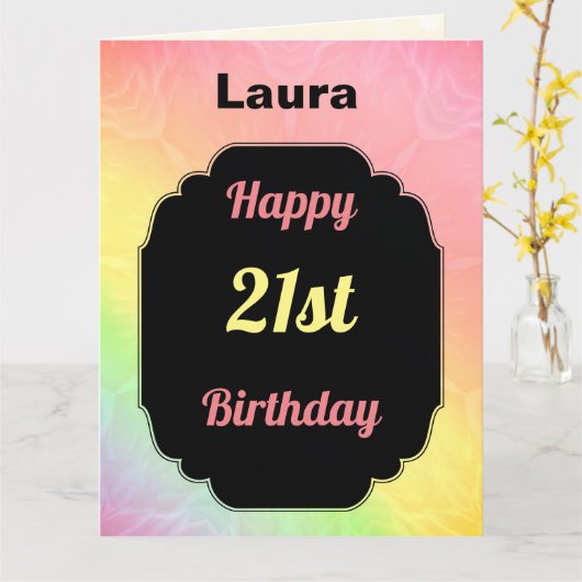 Carte Moderne coloré 21e anniversaire (Fleur jaune)