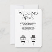 Carte moderne de détails de Mariage gris noir et b (Devant)