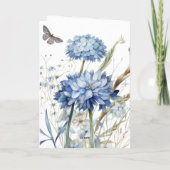 Carte moderne de Fête des Mères à fleurs bleues av (Dos)