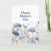 Carte moderne de Fête des Mères à fleurs bleues av (Devant)
