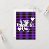 Carte moderne de la Saint-Valentin cœur violet car (Devant/Arrière en situation)