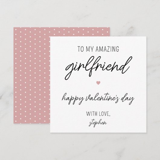 Carte moderne de la Saint Valentin pour amie (Devant / Derrière)