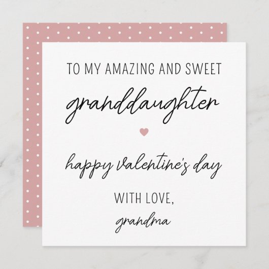 Carte moderne de la Saint Valentin pour petite-fil (Devant / Derrière)