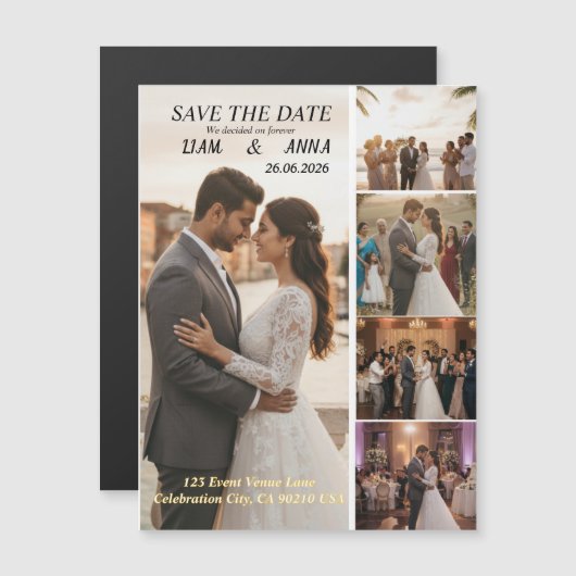 Carte moderne de mariage « Save the Date » avec 5 (Devant / Derrière)