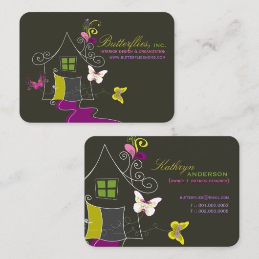 Carte moderne de profil de maison florale de (Devant / Derrière)