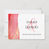 Carte moderne de remerciement de mariage photo ros (Devant)