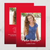 Carte Moderne de Remise de Diplôme Rouge Blanc 2 P (Devant / Derrière)