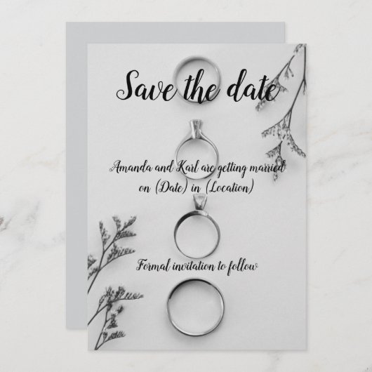 Carte moderne de save the date (Devant / Derrière)