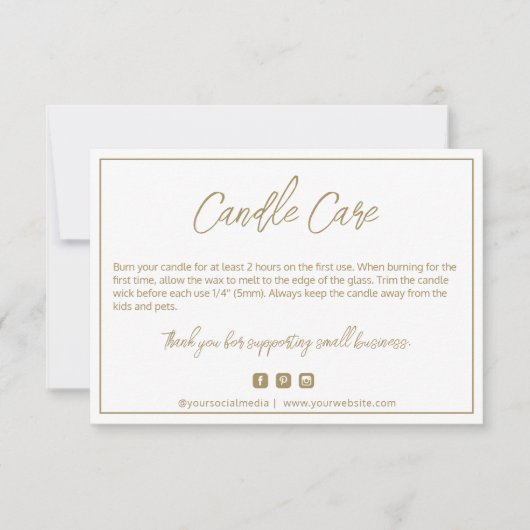 Carte moderne de soins aux bougies (Devant)