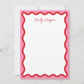 Carte moderne design Bold Wavy Red et Rose Note Ca (Devant)
