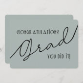 Carte Moderne Design Félicitations Gris Grad et Noir (Devant / Derrière)