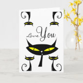 Carte Moderne du milieu du XXe siècle Chat noir atomique (Fleur jaune)