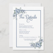 Carte moderne Dusty Blue Floral Mariage Détails (Devant)