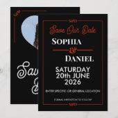 Carte moderne éditabile de mariage 'Save The Date' (Devant / Derrière)