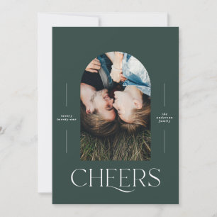 Carte Moderne élégant 1 photo typographie vert Noël