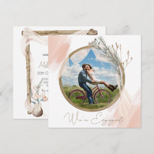 Carte Moderne Élégant Floral Boho Engagement Rose