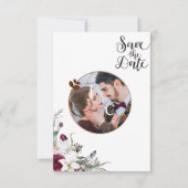 Carte Moderne Élégant Floral Photo Mariage Enregistrer L (Devant)