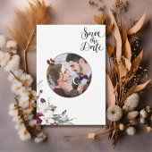 Carte Moderne Élégant Floral Photo Mariage Enregistrer L