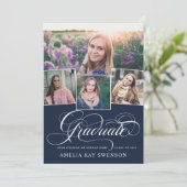 Carte Moderne Élégante Calligraphie Graduation Invitatio (Debout devant)